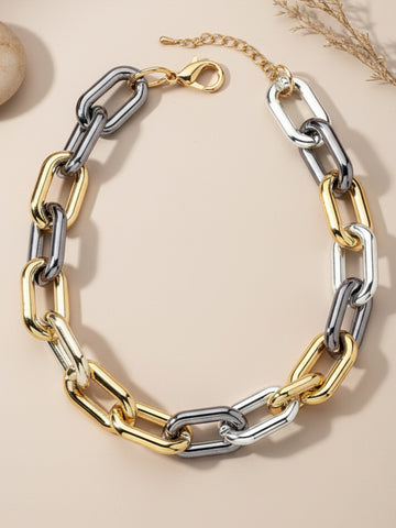 Bohey by KARATCART Gold Silver Black Chunky Western Link Necklace for Women