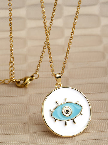 Bohey by KARATCART Gold Plated Round Evil Eye Protection Pendant for Women