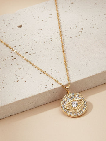 Bohey by KARATCART Gold Plated Cubic Zirconia Studded Evil Eye Pendant for Women