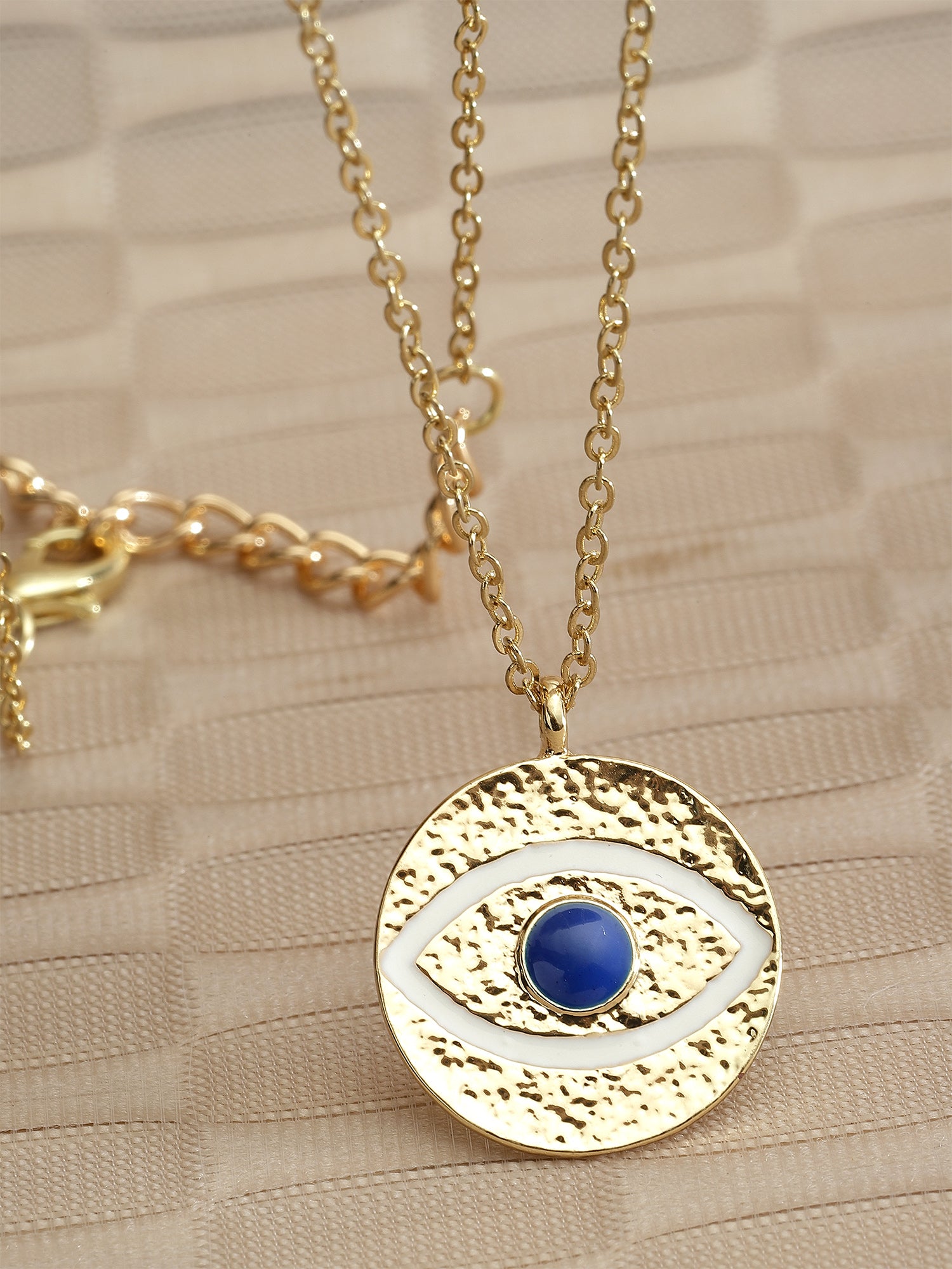 Bohey by KARATCART Gold Plated Blue Evil Eye Pendant for Women