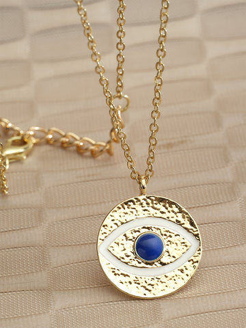 Bohey by KARATCART Gold Plated Blue Evil Eye Pendant for Women