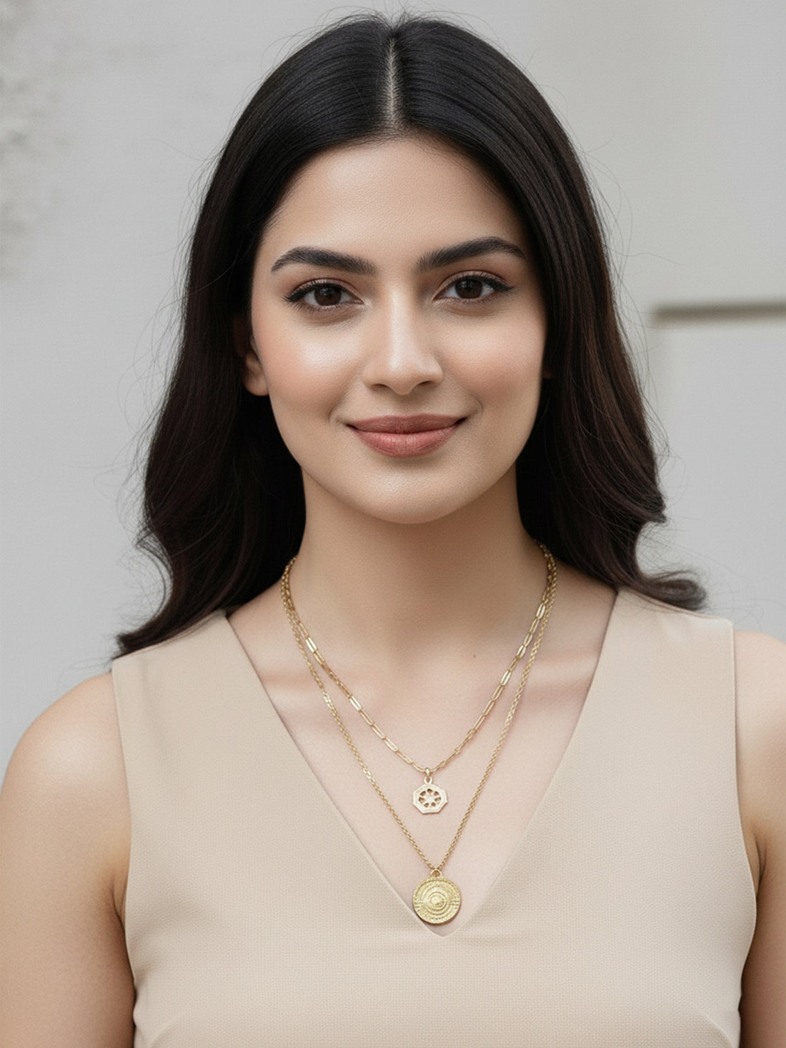 Bohey by KARATCART Gold Plated Multicharm Multilayered Chain Necklace for Women