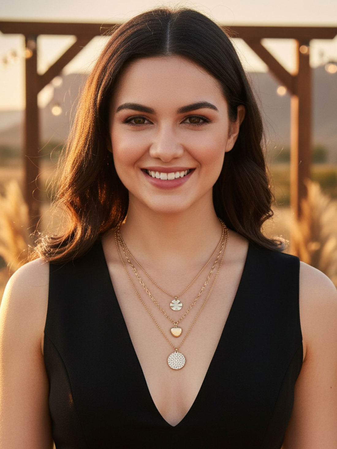 Bohey by KARATCART Gold Plated Sea Shell and Textured Disk Multicharm Multilayered Chain Necklace for Women