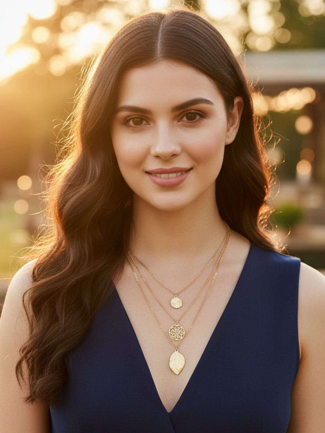 Bohey by KARATCART Gold Plated Leaf and Flower Multicharm Multilayered Chain Necklace for Women