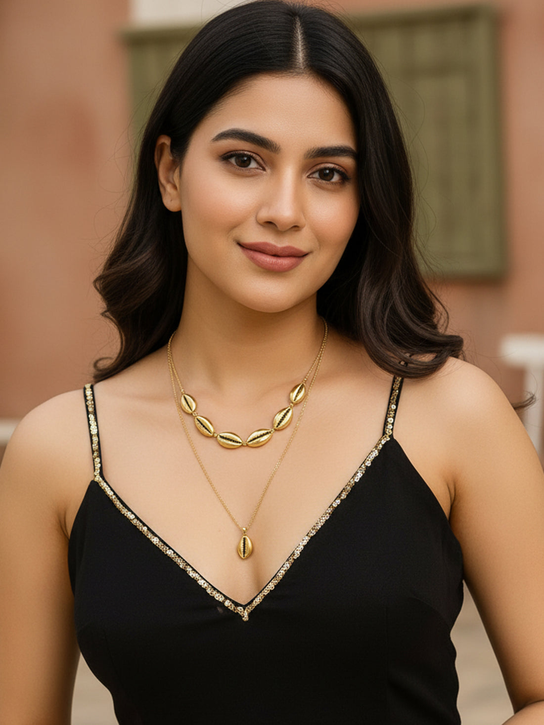 Bohey by KARATCART Gold Plated Cowrie Shell Multicharm Multilayered Chain Necklace for Women