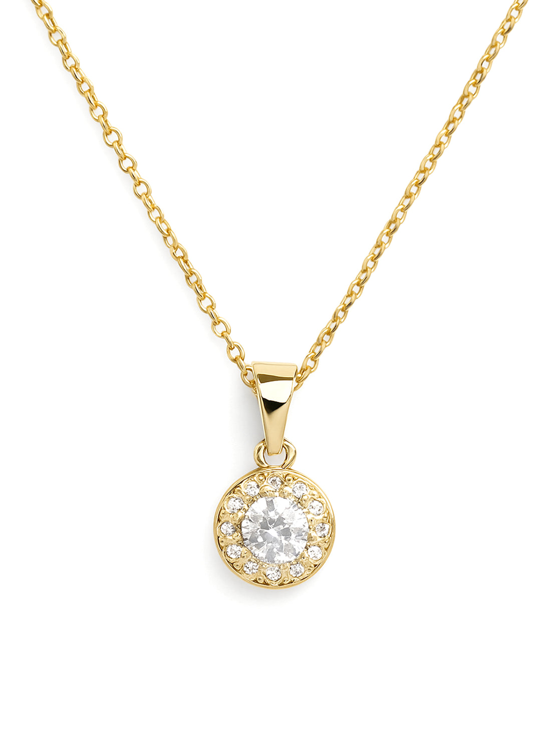Bohey by KARATCART Luxurious Gold Round American Diamond Pendant for Women