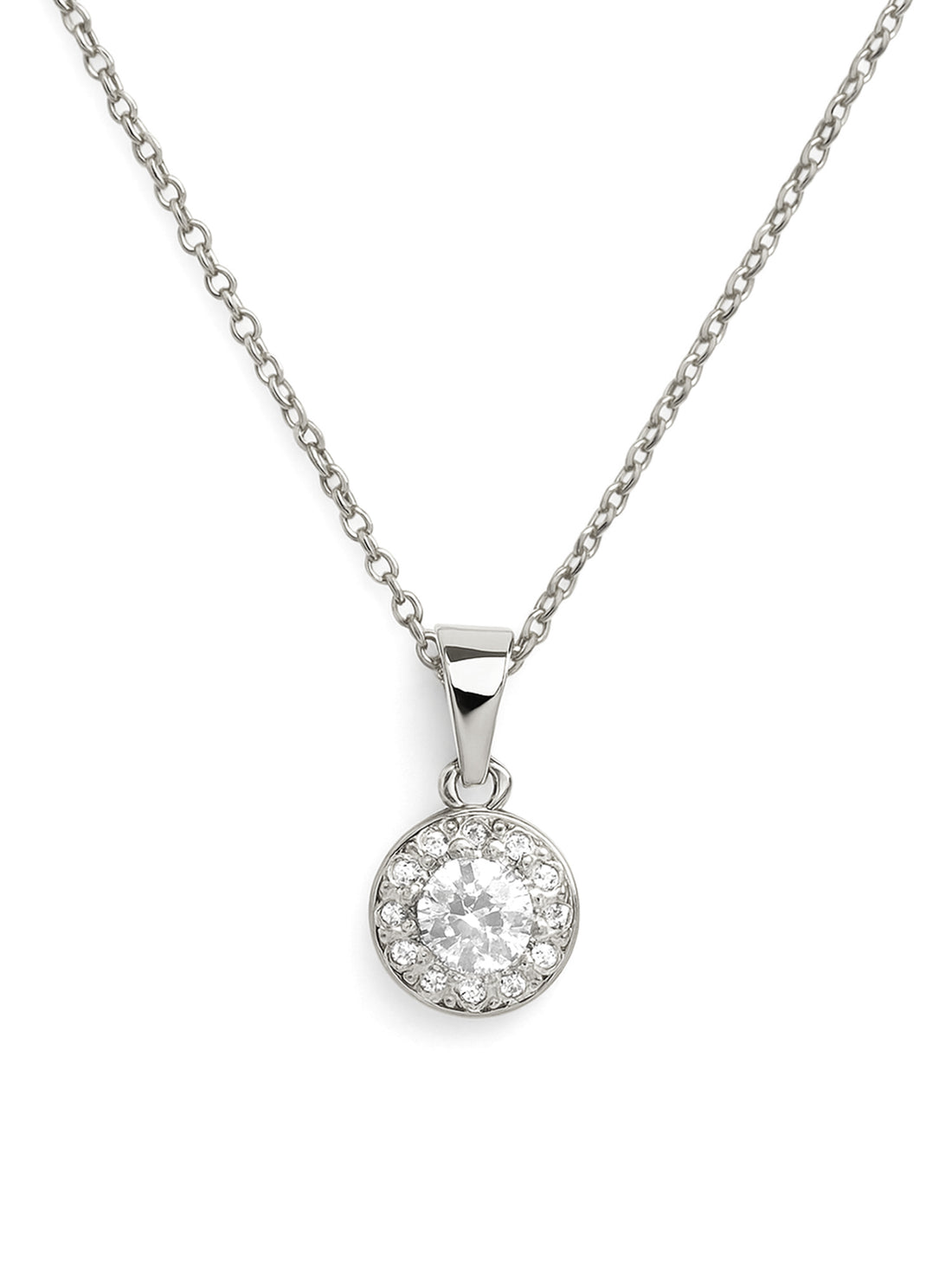 Bohey by KARATCART Luxurious Silver Round American Diamond Pendant for Women