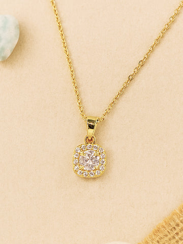 Bohey by KARATCART Luxurious Gold Square American Diamond Pendant for Women