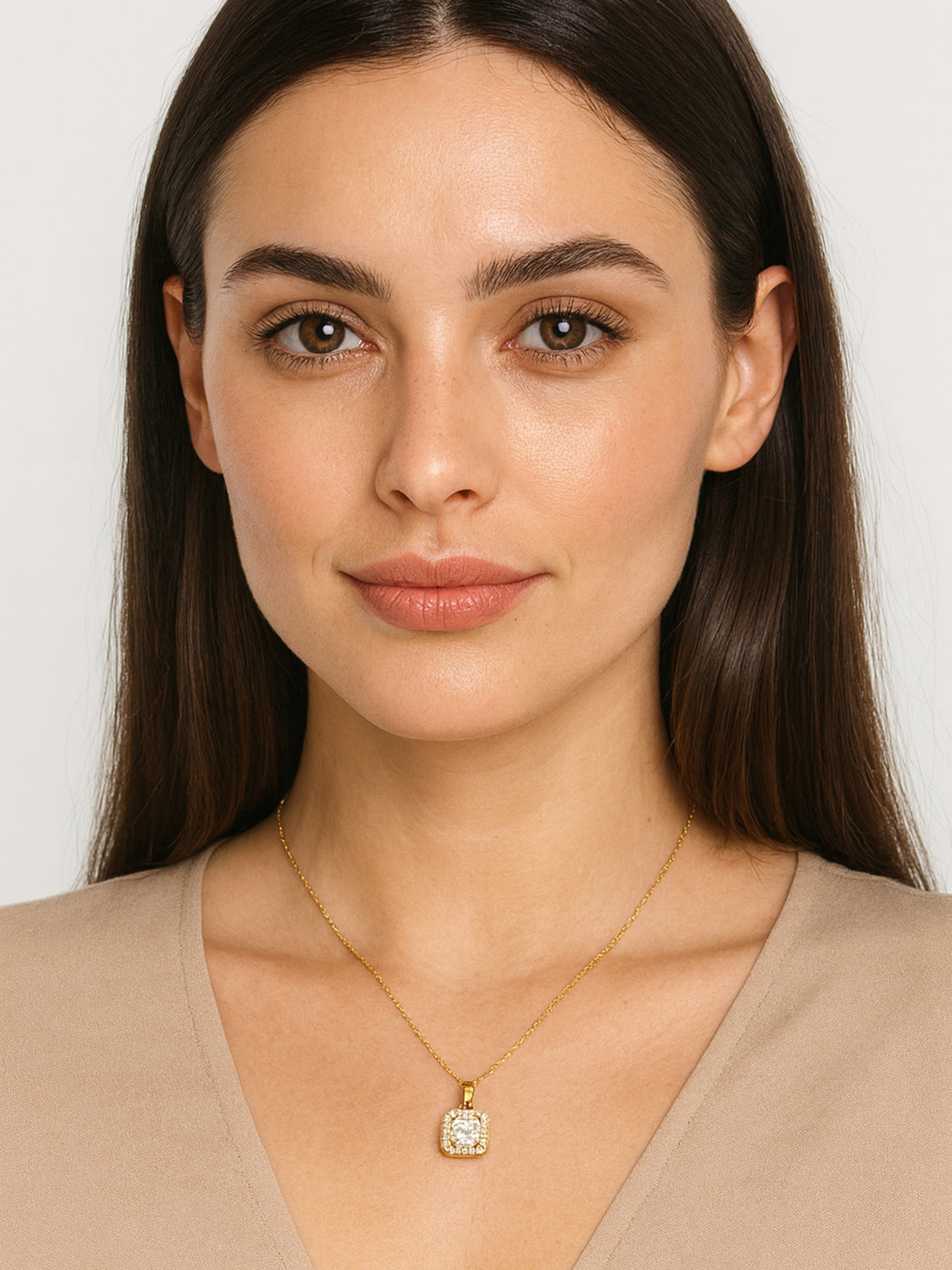 Bohey by KARATCART Luxurious Gold Square American Diamond Pendant for Women
