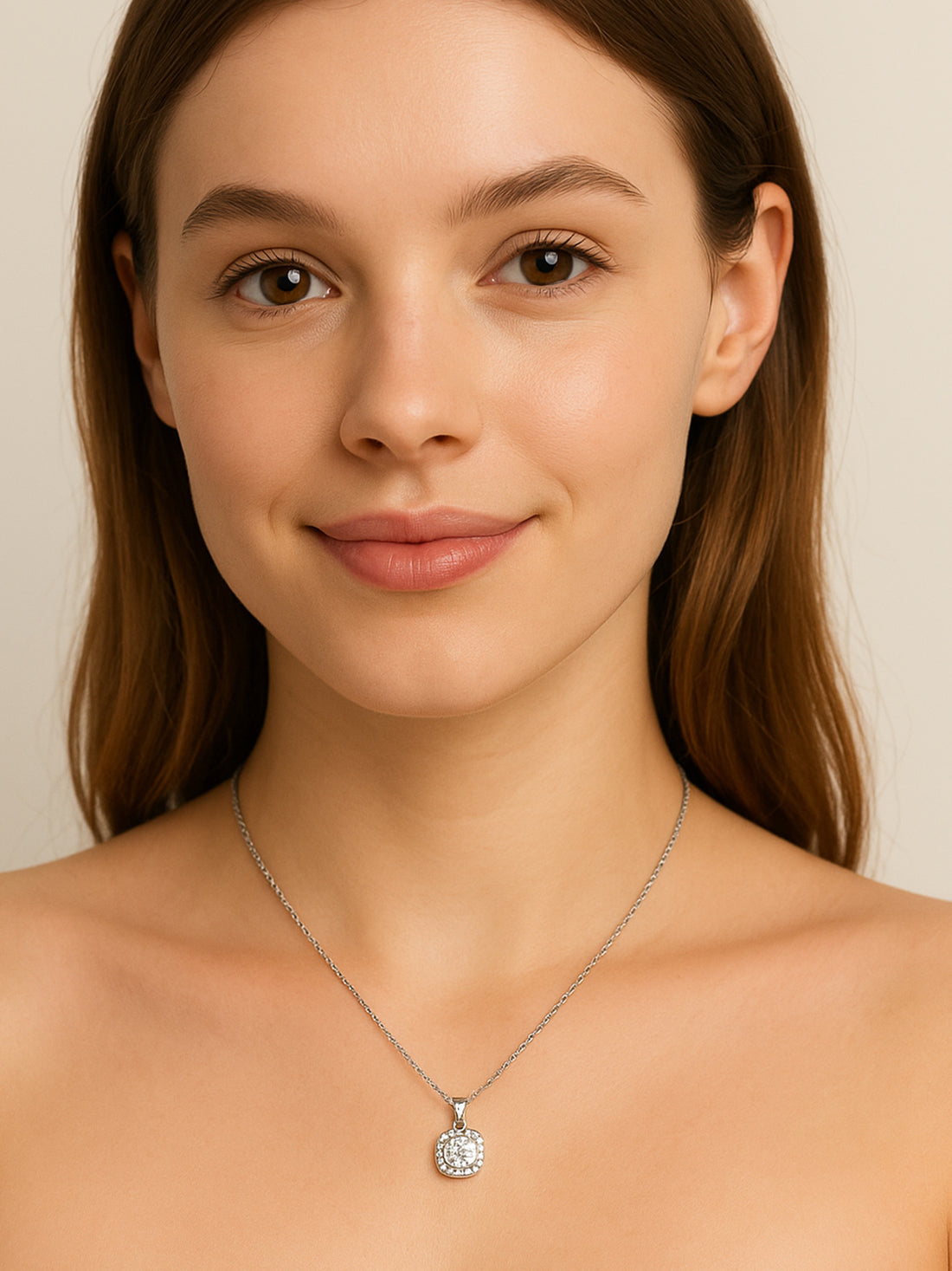 Bohey by KARATCART Luxurious Silver Pendant with Sparkling Crystals for Women
