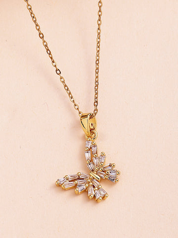 Bohey by KARATCART Delicate Gold-Plated Butterfly Pendant for Women