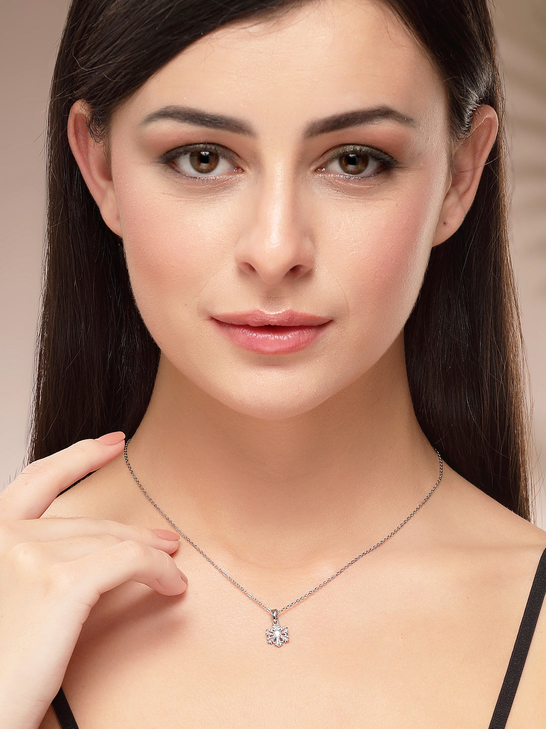 Bohey by KARATCART Elegant Crystal Snowflake Pendant for Women