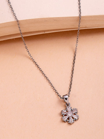 Bohey by KARATCART Elegant Crystal Snowflake Pendant for Women