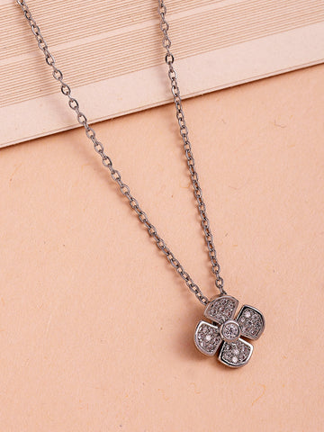 Bohey by KARATCART Delicate Four-Petal Crystal Floral Pendant for Women