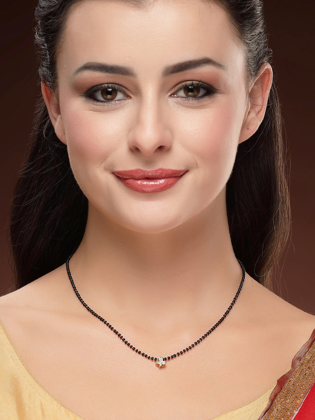 Bohey by KARATCART Sparkling Gold-Plated Butterfly Charm Mangalsutra for Women