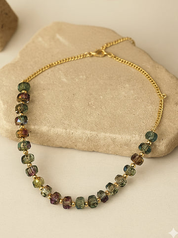 Bohey by KARATCART Sparkling Grey Crystal Adjustable Chain Necklace for Women