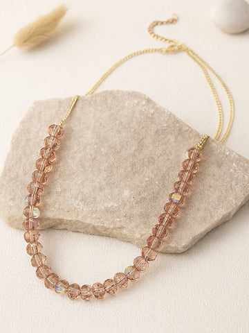 Bohey by KARATCART Sparkling Pink Crystal Adjustable Chain Necklace for Women