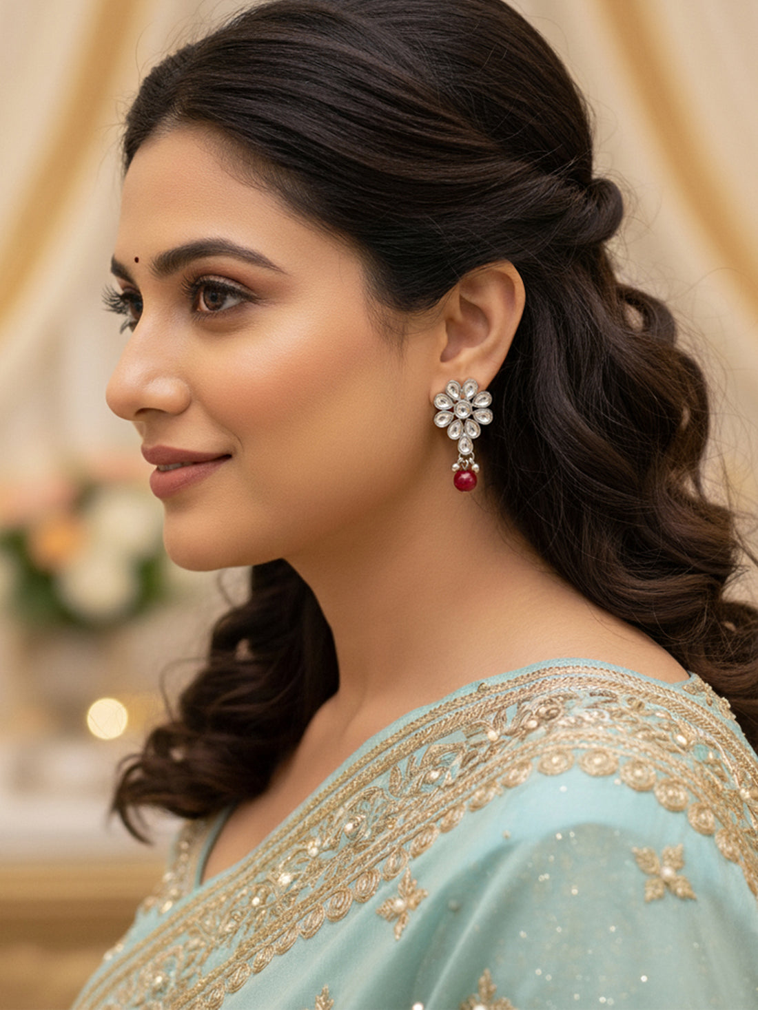 Karatcart Set of 3 Handcrafted Kundan Earrings Combo for Women