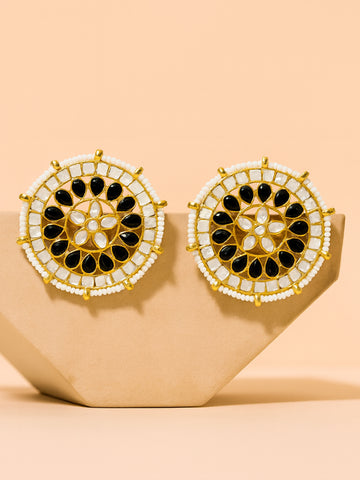 Kundan Black Stud Earrings