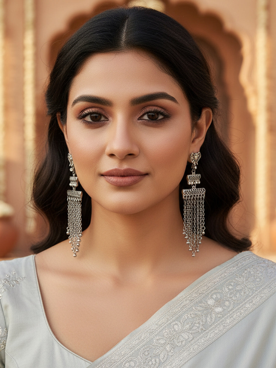 Karatcart Silver Plated Elephant Design Kundan Drop Earring for Women