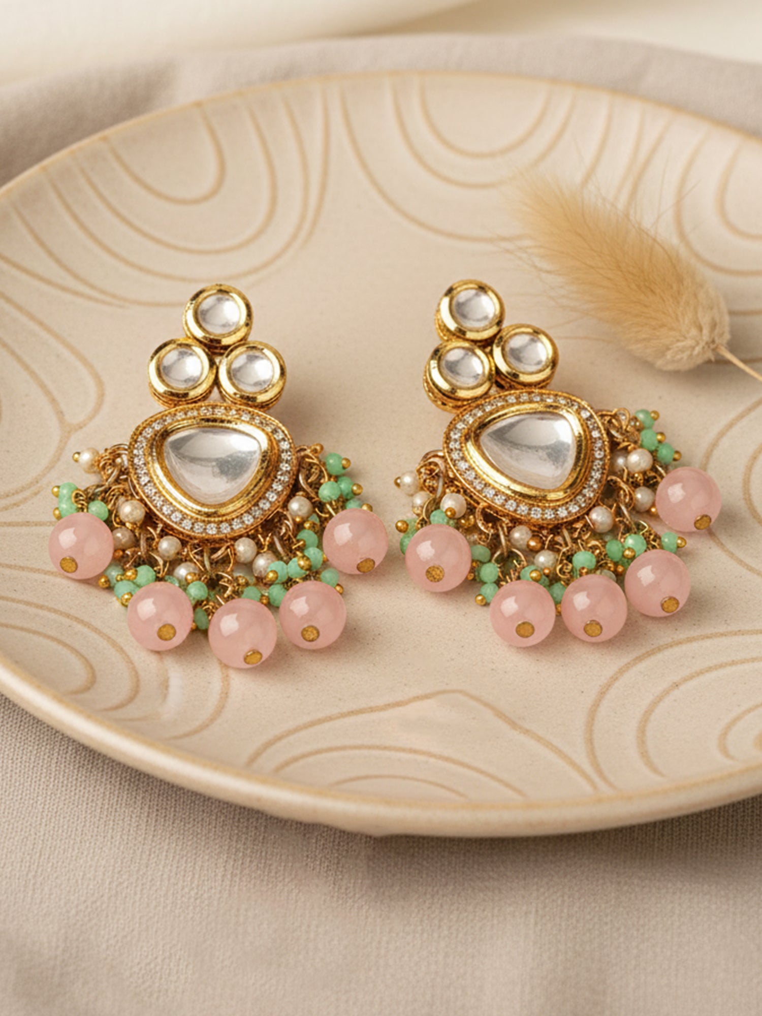 Karatcart Gold Plated Purple Meena Kundan Dangler Earrings for Women