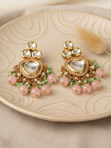 Karatcart Gold Plated Purple Meena Kundan Dangler Earrings for Women