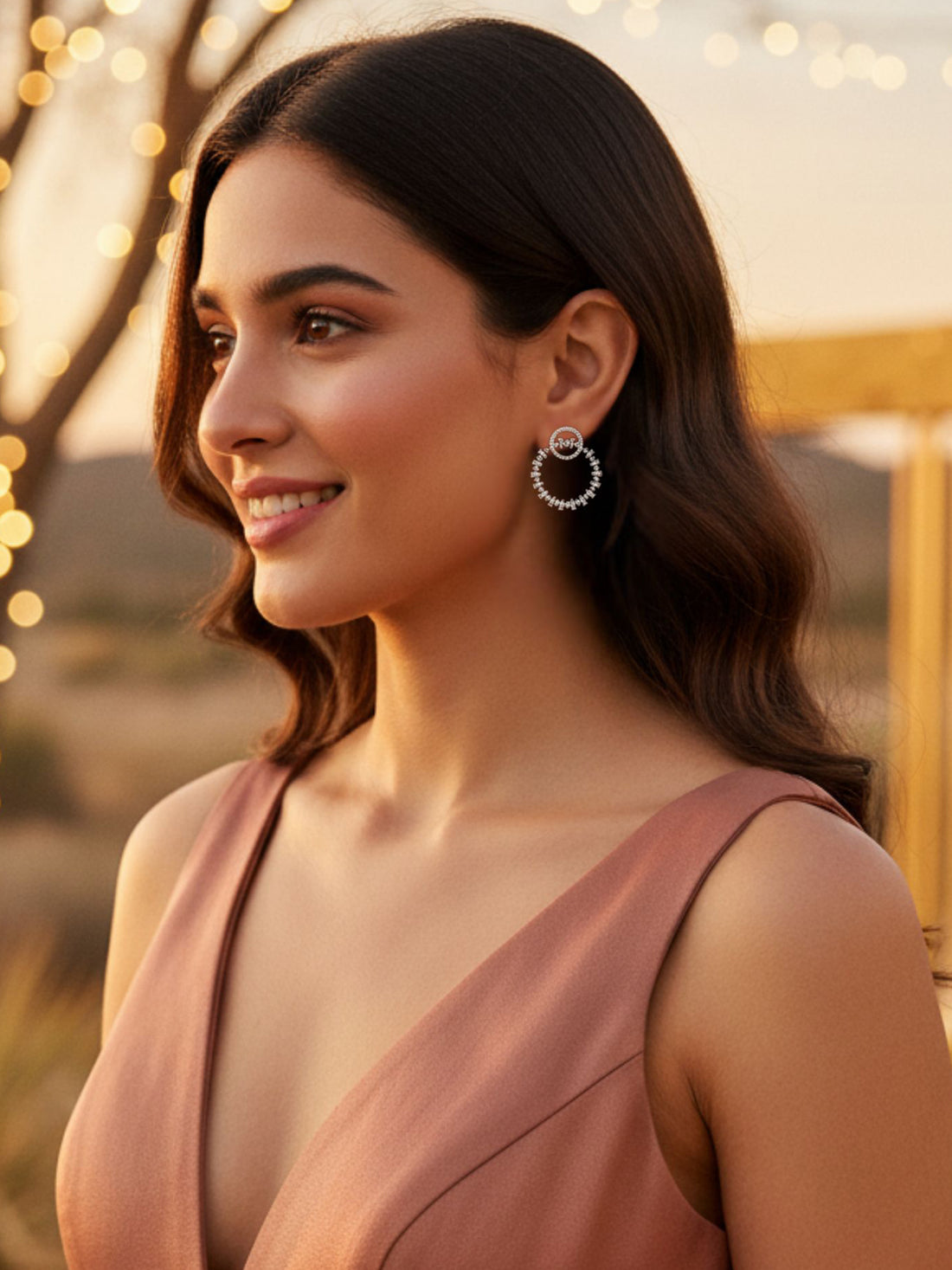 KARATCART Luxury American Diamond Silver-Plated Halo Stud Earrings for Women