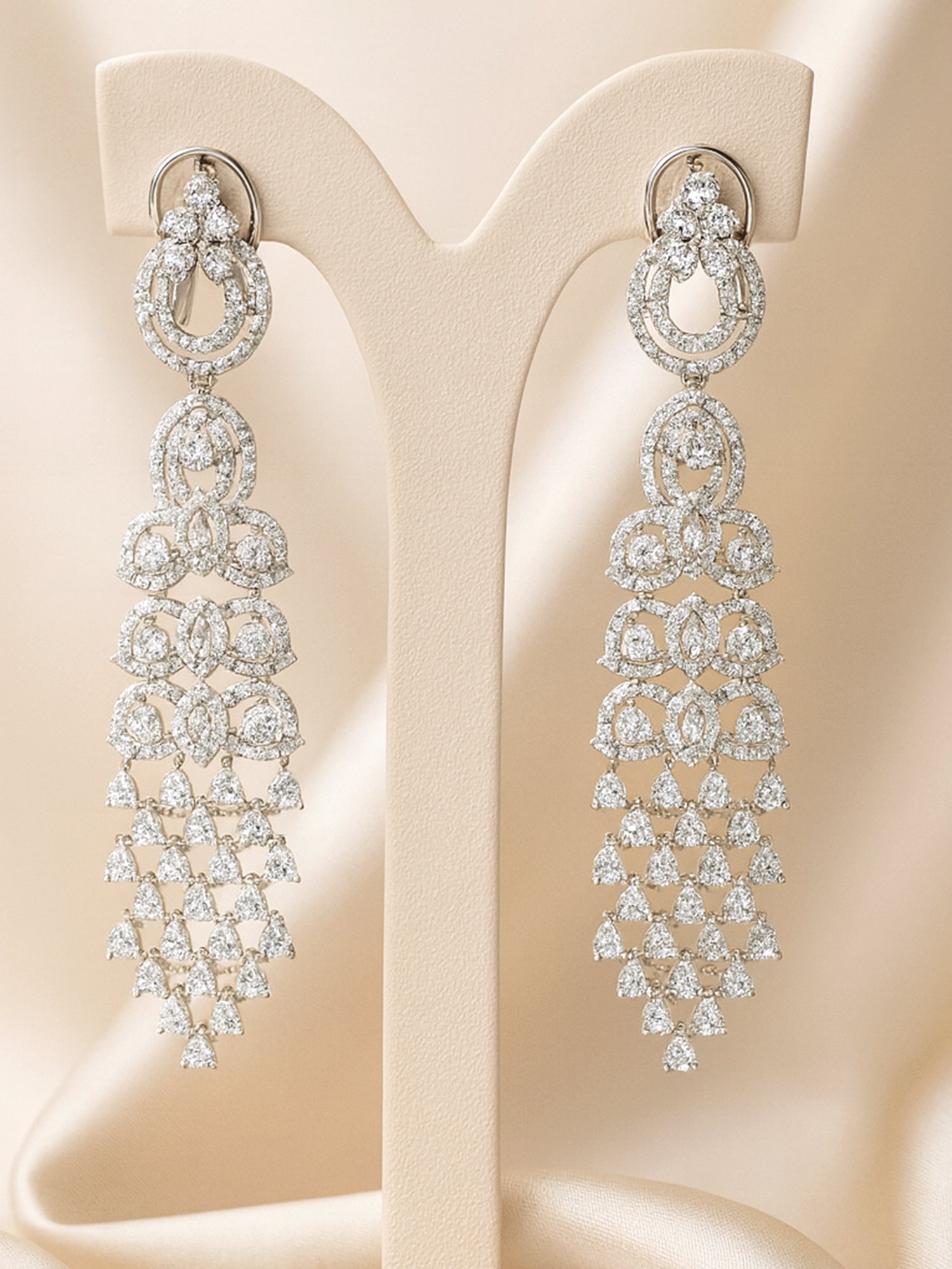 KARATCART Stylish Silver-Plated Long American Diamond Drop Earrings for Women