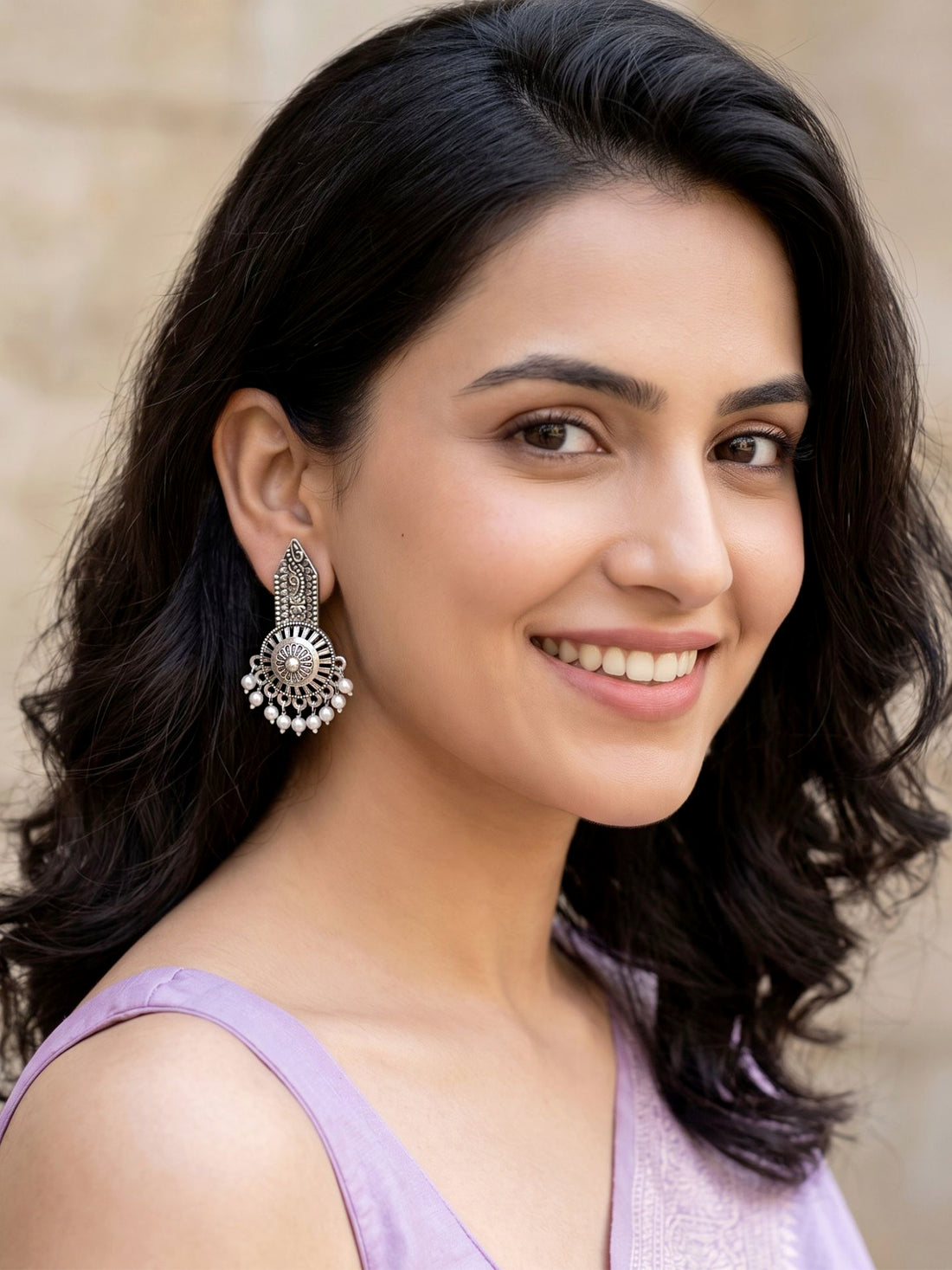 KARATCART Set of 4 Oxidized Silver Earrings for Women, Traditional Ethnic Indian Earring Combo