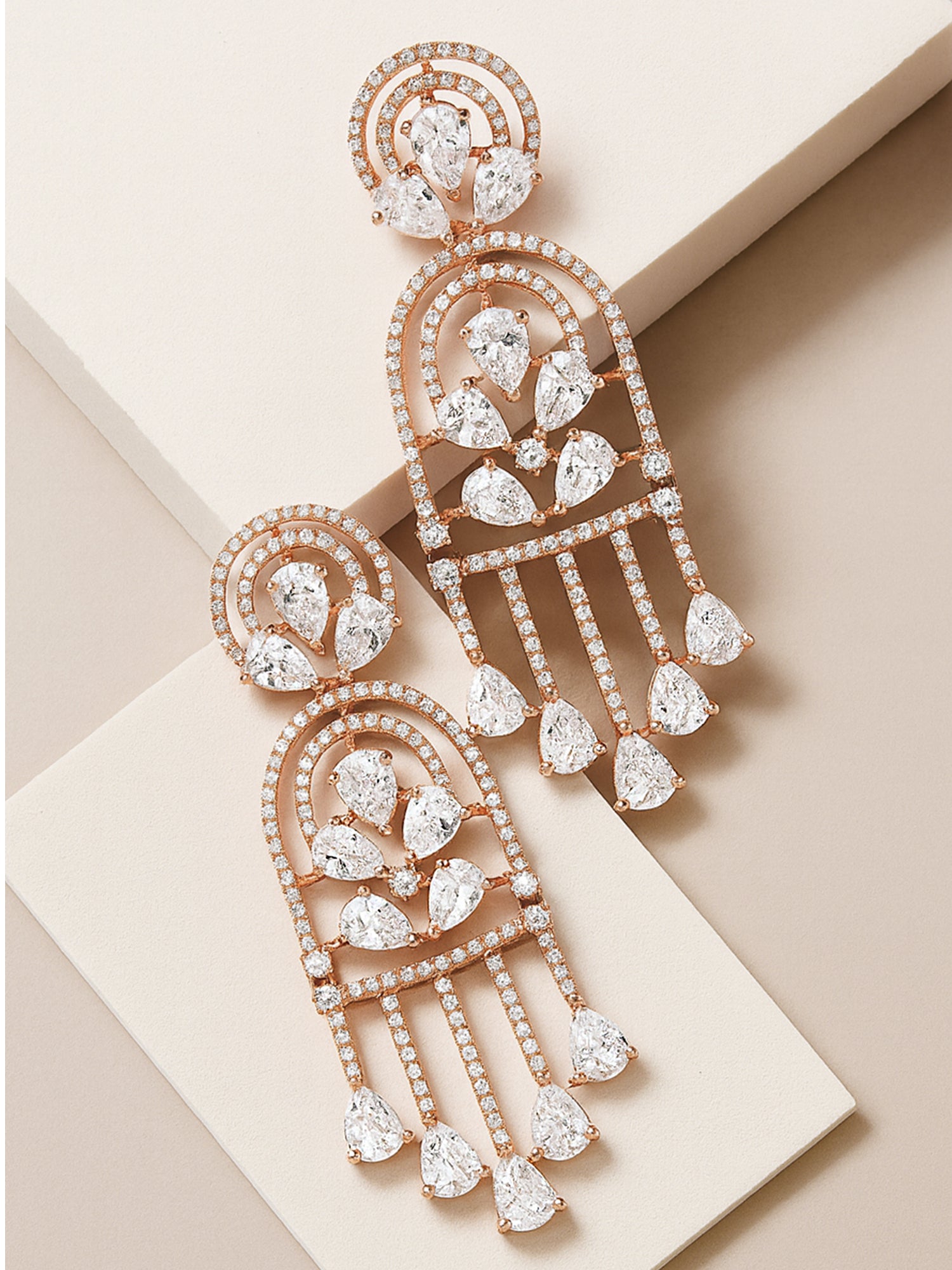 Karatcart Rose Gold Plated Cubic Zirconia Studded Drop Earrings for Women