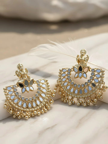 Karatcart Gold Plated Mata Laxmi Design Chandbali Earrings for Women