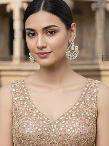 Karatcart Gold Plated Mata Laxmi Design Chandbali Earrings for Women