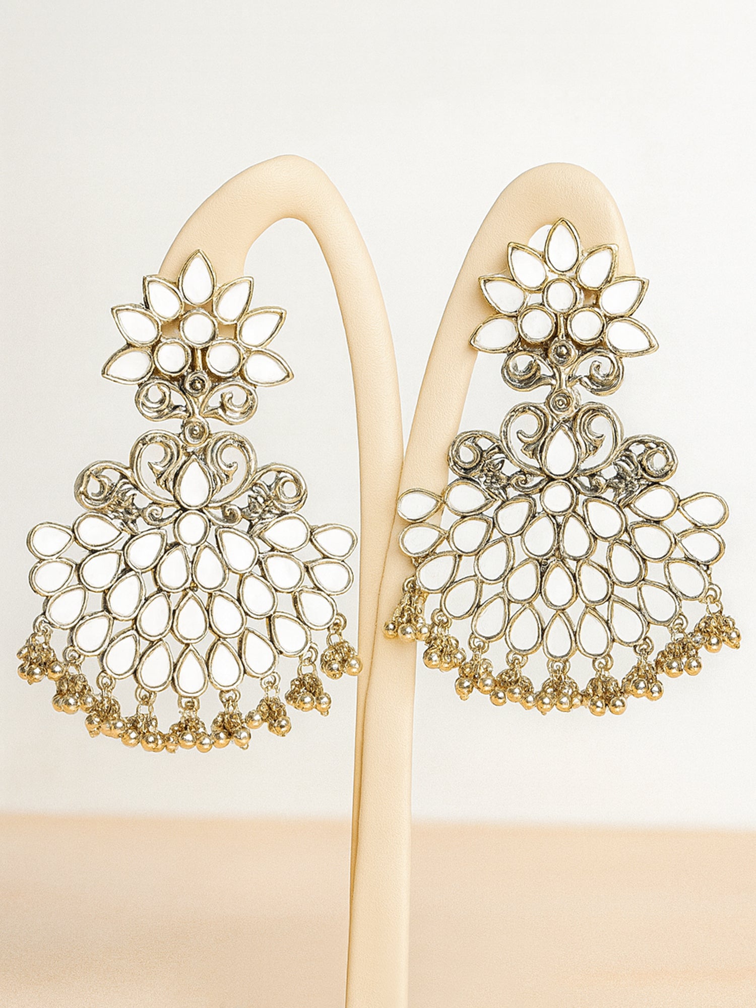 Karatcart Gold Plated Mirror Studded Dangler Earrings for Women