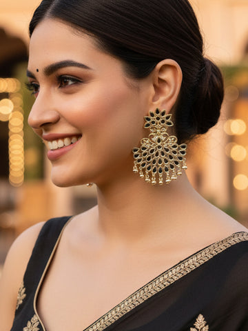 Karatcart Gold Plated Mirror Studded Dangler Earrings for Women