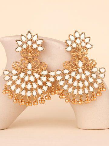 Karatcart Rose Gold Plated Mirror Studded Dangler Earrings for Women
