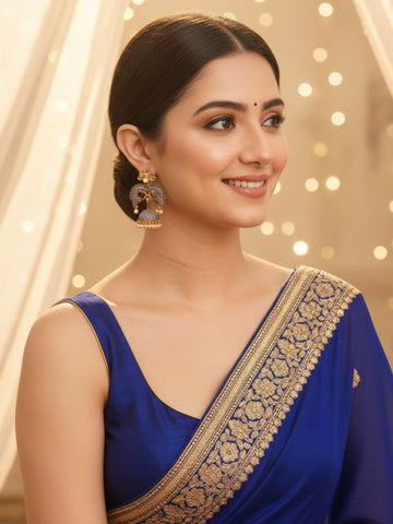 Karatcart Antique Gold Plated Grey Designer Peacock Jhumki Earrings for Women