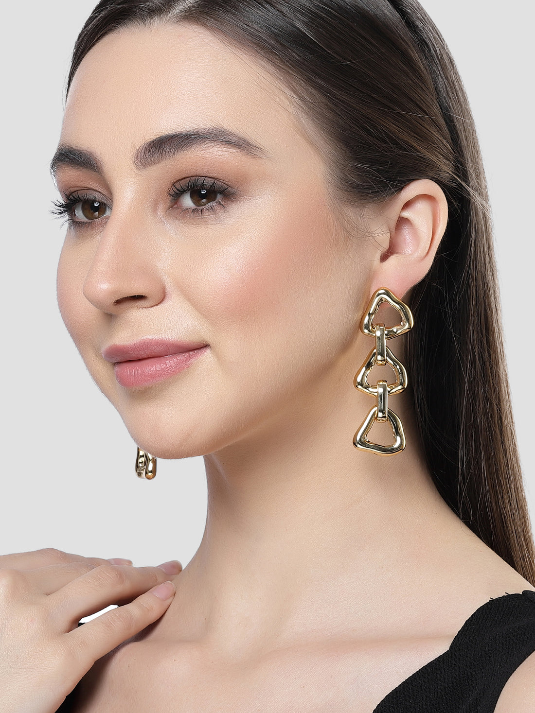 Bohey by KARATCART Gold-Plated Contemporary Drop Earrings for Women