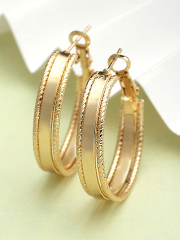 Bohey by KARATCART Gold-Plated Circular Hoop Earrings for Women