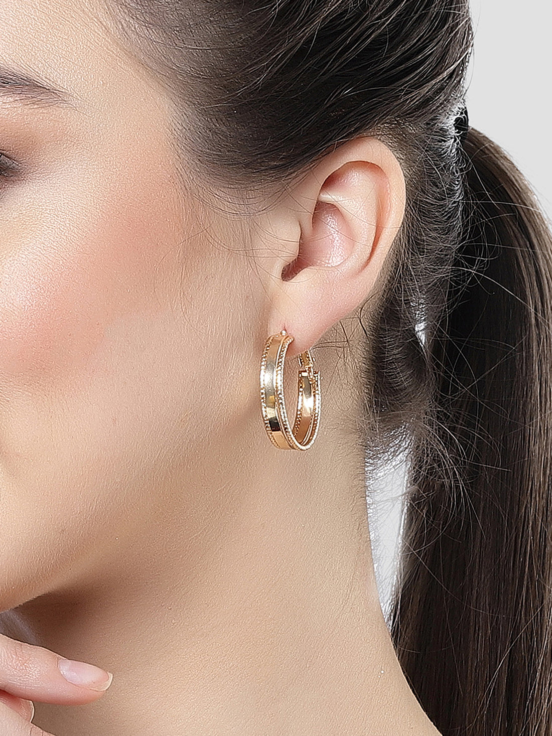 Bohey by KARATCART Gold-Plated Circular Hoop Earrings for Women