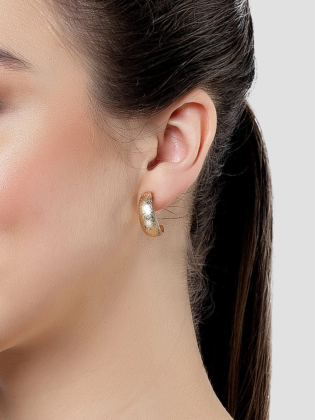 Bohey by KARATCART Gold-Plated Half Hoop Earrings for Women