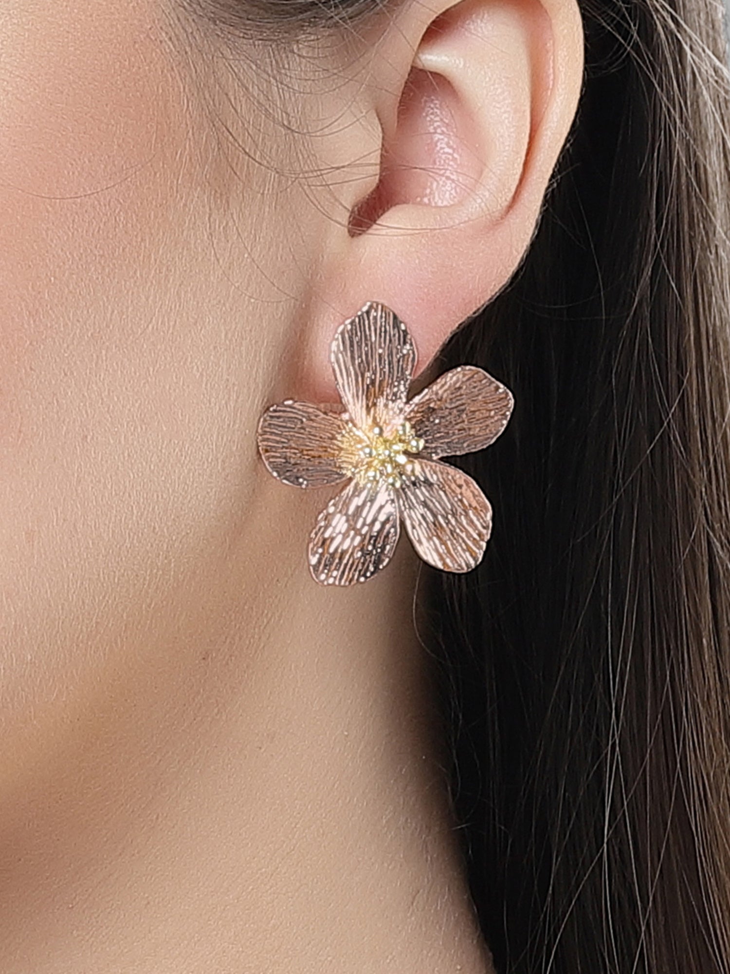 Bohey by KARATCART Rose Gold Plated Stud Rose Gold Earrings for Women