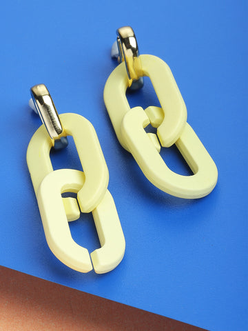 Bohey by KARATCART Gold and Yellow Link Drop Earrings for Women