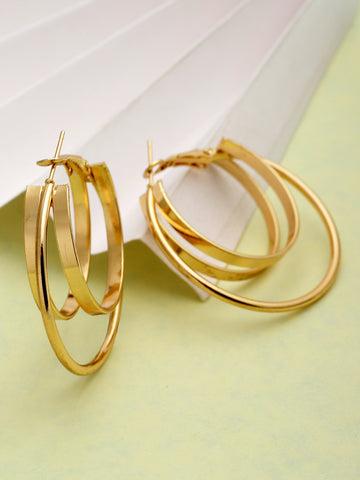 Bohey by KARATCART Gold-Plated Contemporary Hoop Earrings for Women