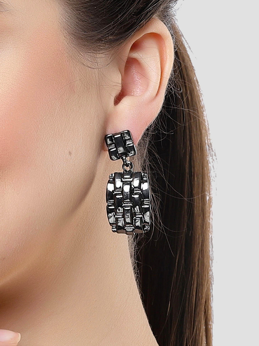 Bohey by KARATCART Black Finish Dangler Earrings for Women