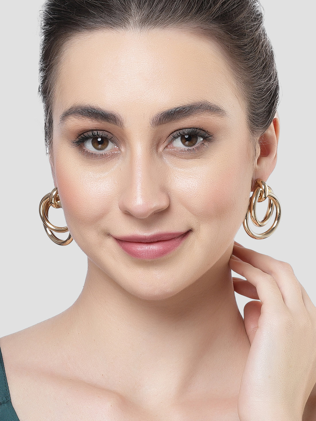 Bohey by KARATCART Gold Plated Large Double Hoop Earrings for Women