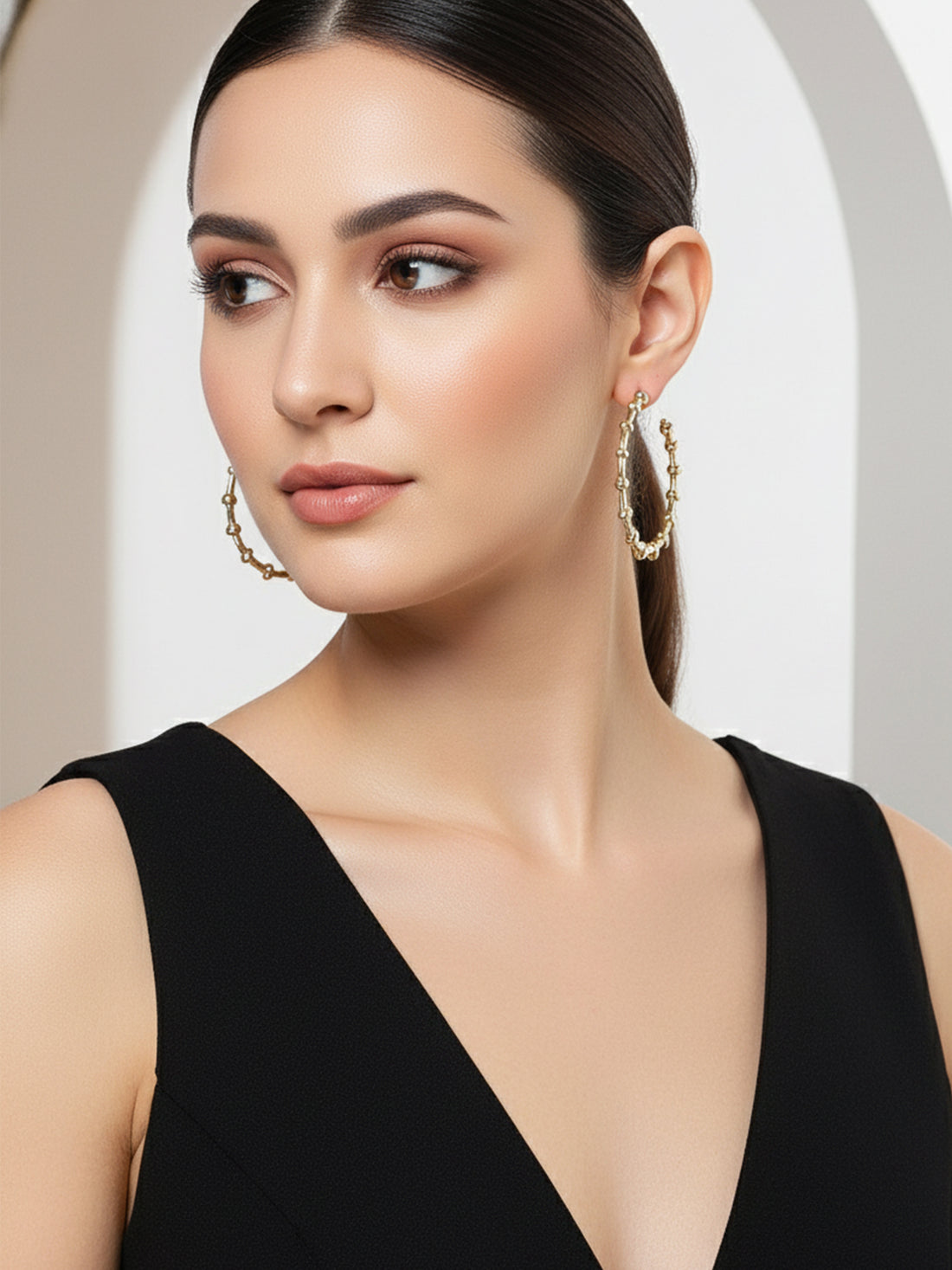 Bohey by KARATCART Gold Plated Half Hoop Earrings for Women