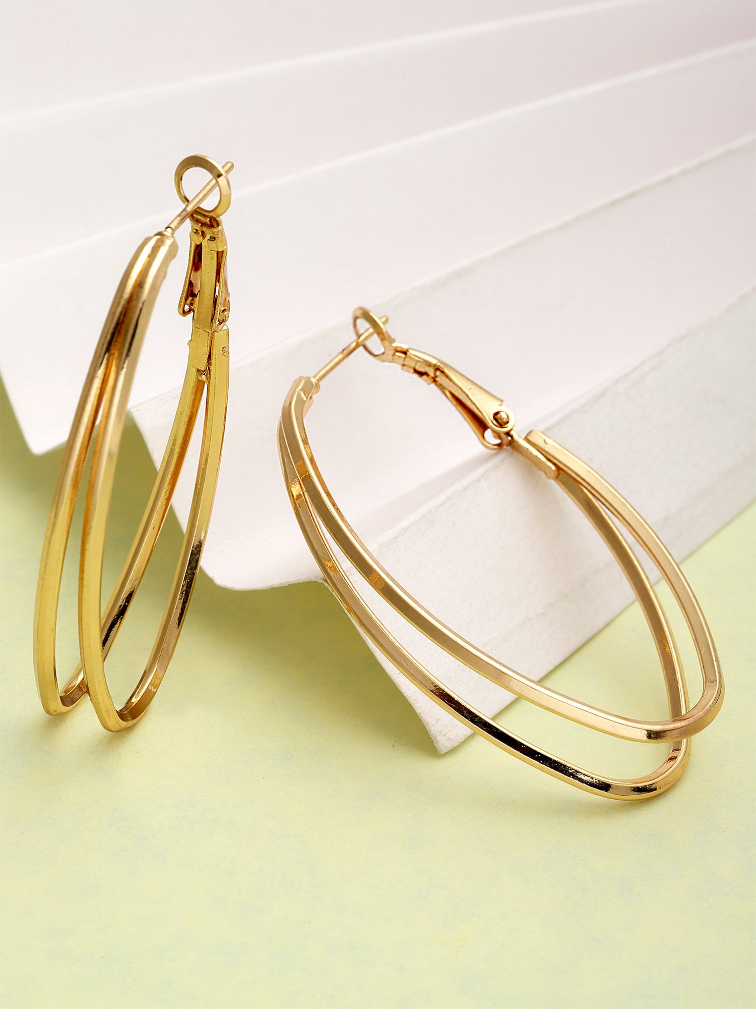 Bohey by KARATCART Gold Plated Large Oval Hoop Earrings for Women