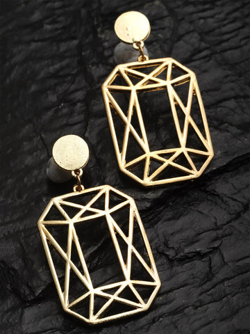 Bohey by KARATCART Gold Tone Prism Shape Drop Earrings for Women