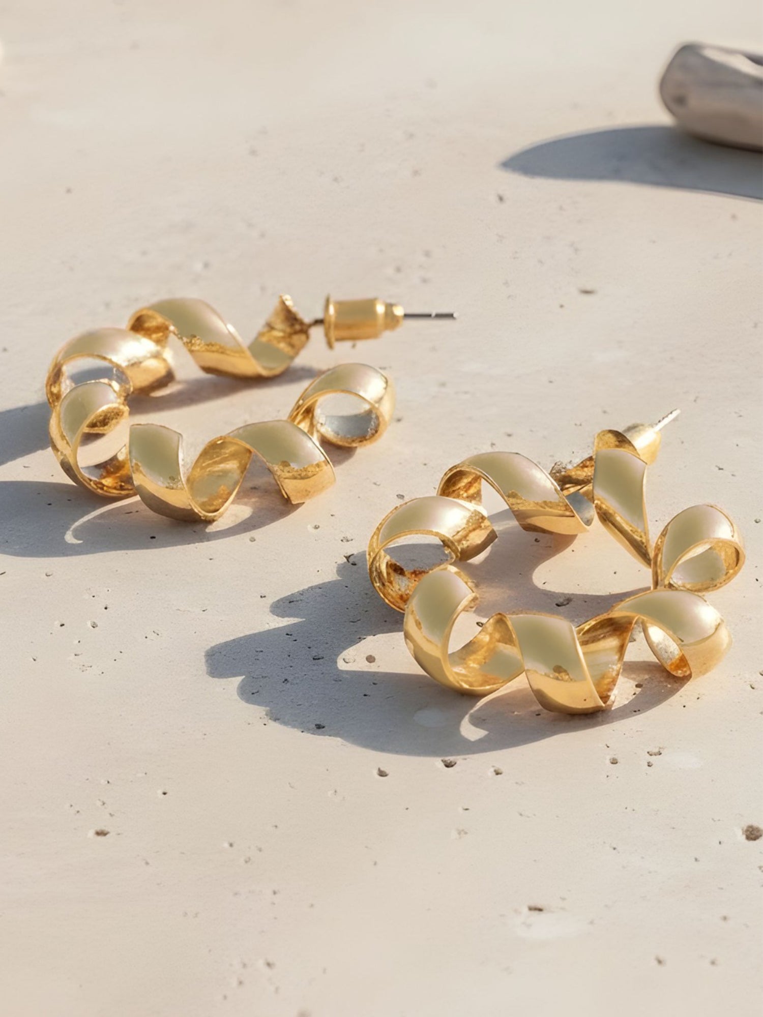 Bohey by KARATCART Gold Tone Twisted Half Hoop Earrings for Women