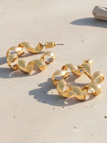 Bohey by KARATCART Gold Tone Twisted Half Hoop Earrings for Women